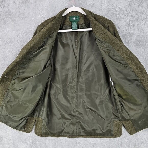 Vintage Hunt Club Jacket Womens Size 12 Green Merino Wool Lambswool Toggle Lined - Picture 8 of 9
